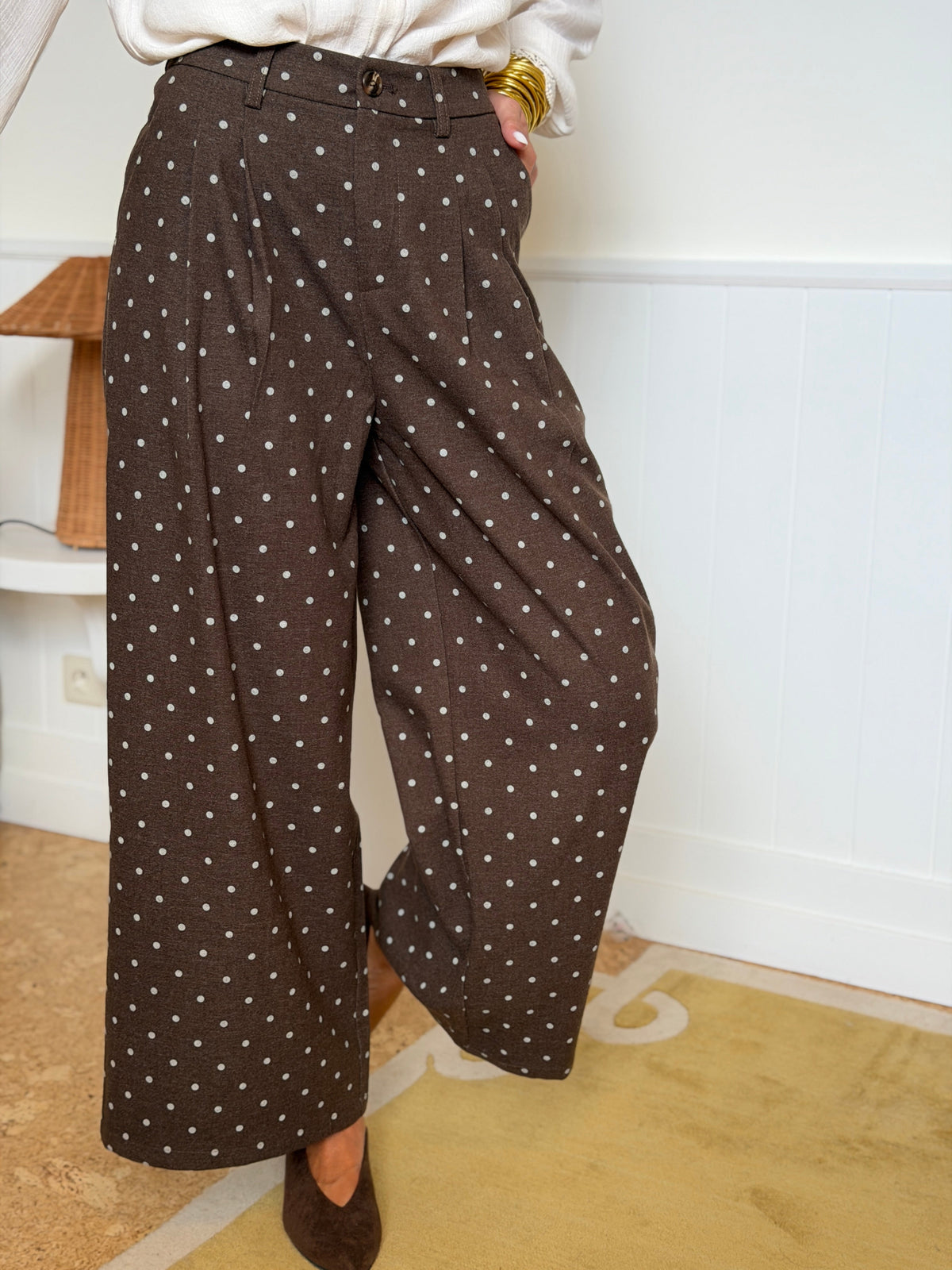 Pantalon Vivianne - Marron à Pois